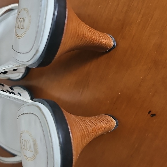 Tod's White Pebble Leather Open Toe Slide Heel Mule Sandals Size 8.5 - Picture 5 of 10